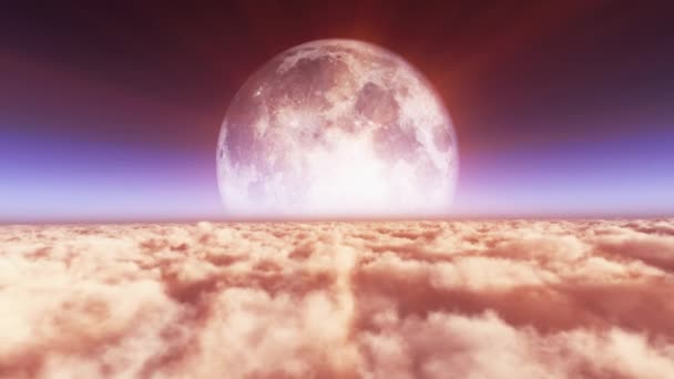 Voar Acima Das Nuvens Lua Dia — Vídeo de Stock