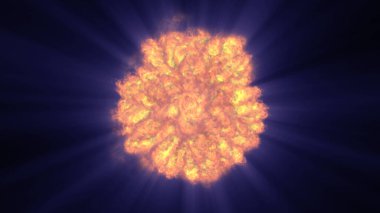 Uzayda ateş topu patlaması, soyut illüstrasyon