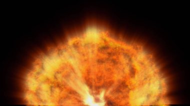 Uzayda ateş topu patlaması, soyut illüstrasyon