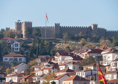 Makedonya 'nın Ohri kenti ve manzara manzarası