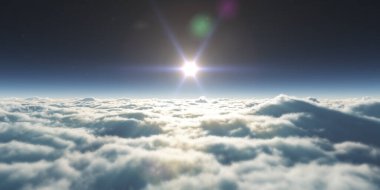 Bulutların üzerinde uçan rüya ışığı, üç boyutlu resimleme