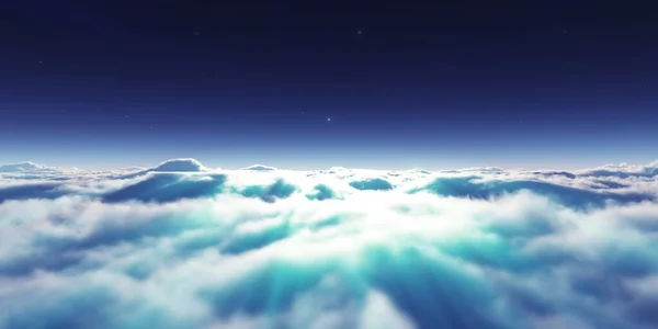 Traumfliege Über Wolken Strahlenlicht Darstellung — Stockfoto
