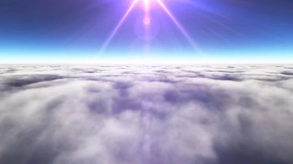 Arriba Nubes Rayo Sol Representación Ilustración —  Fotos de Stock