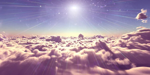 Volare Sopra Nuvole Tramonto Paesaggio Rendering Illustrazione — Foto Stock