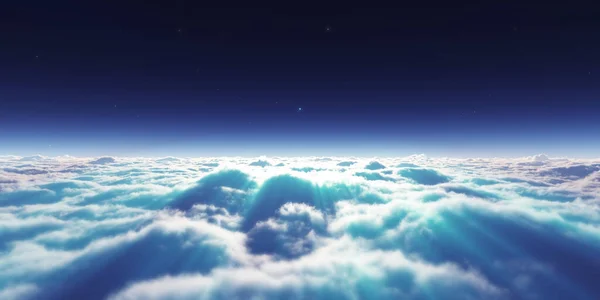 Сон Летать Над Облаками Луч Света Рендеринг Иллюстрации — стоковое фото