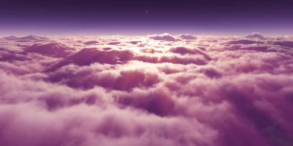 Sen Latać Nad Chmury Promień Światła Ilustracji Renderowania — Zdjęcie stockowe