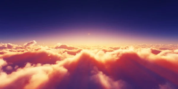 Nad Chmurami Wschód Słońca Promień Ilustracji Renderowania — Zdjęcie stockowe