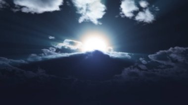 Gece vakti dolunay gökyüzü bulutu, 3 boyutlu resimleme