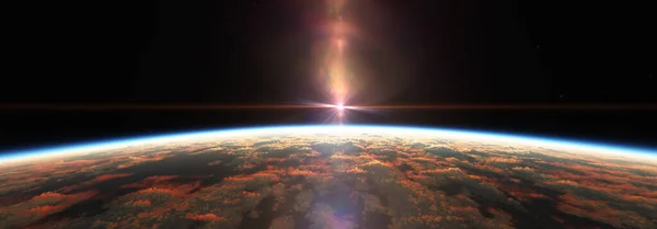 Земля Сходить Космосу Над Похмурим Океаном Ілюстрація Рендеринга — стокове фото