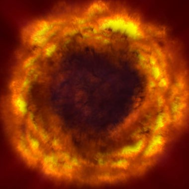 Uzayda ateş topu patlaması, soyut illüstrasyon