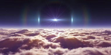 Bulutların üzerinde uçan rüya ışığı, üç boyutlu resimleme