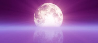 Geceleyin dolunay, soyut 3D resimleme