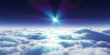 Bulutların üzerinde uçan rüya ışığı, üç boyutlu resimleme