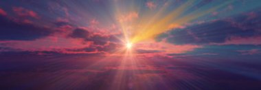 Gün batımı sakin deniz ışığı 3D çizim