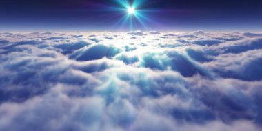 Bulutların üzerinde uçan rüya ışığı, üç boyutlu resimleme