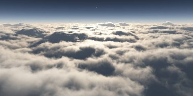 Bulutların üzerinde uçan rüya ışığı, üç boyutlu resimleme