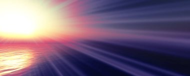 Gün batımı deniz ışığı gökyüzü berrak, üç boyutlu resimleme