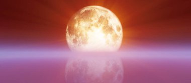 Geceleyin dolunay, soyut 3D resimleme