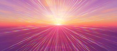 Gün batımı deniz ışığı gökyüzü berrak, üç boyutlu resimleme