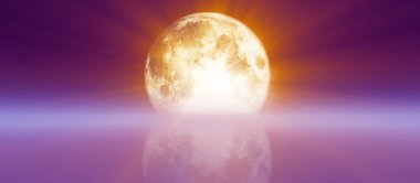 Geceleyin dolunay, soyut 3D resimleme