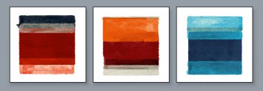 Duvar Dekorasyonu, Kartpostal, Sosyal Medya Afişi, Broşür Kapağı Tasarım Arkaplanı için El Boyalı Resimler. Kare Modern Soyut Resim Sanatı. Dikdörtgen Vektör Deseni.