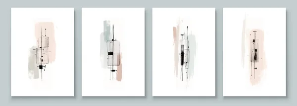 抽象的なハンドペイントアート 壁の装飾の印刷物 ポストカード ソーシャルメディアバナー パンフレットカバーデザインまたは背景のイラスト 現代抽象絵画アートワーク ベクトルパターン — ストックベクタ