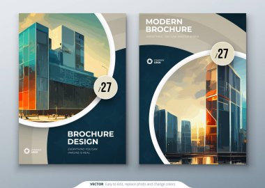 Broşür tasarımı. Şirket iş raporu kapağı, broşür ya da broşür tasarımı. Soyut bej aksanlı broşür sunumu, çokgen şekilli arka plan. Modern poster dergisi, tasarım, şablon. A4