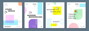 Broşür şablon tasarımı. Şirket yıllık raporu, katalog, dergi, broşür modeli. Soyut düz biçimli yaratıcı modern arkaplan kavramı