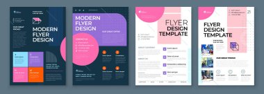 Flyer Template Layout Design Set. Corporate business annual report, catalog, magazine, flyer mockup. Creative modern background concept in abstract flat style shape. clipart