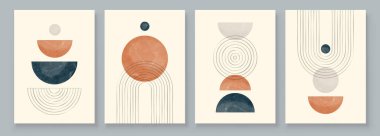 Boho Duvarı Sanat Seti, 3 ya da 4 Poster Özeti Boho Gökkuşağı Yazısı Boho Sanat Eserleri Orta Çağ Modern Tarafsız Bej Duvar Dekorasyonu