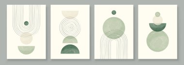 Green Boho Duvarı Sanat Seti, 3 ya da 4 Poster Soyut Boho Gökkuşağı Baskısı Boho Sanat Eserleri Orta Çağ Modern Tarafsız Yeşil Duvar Dekorasyonu.