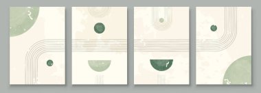 Green Boho Duvarı Sanat Seti, 3 ya da 4 Poster Soyut Boho Gökkuşağı Baskısı Boho Sanat Eserleri Orta Çağ Modern Tarafsız Yeşil Duvar Dekorasyonu.