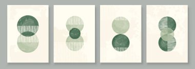 Green Boho Duvarı Sanat Seti, 3 ya da 4 Poster Soyut Boho Gökkuşağı Baskısı Boho Sanat Eserleri Orta Çağ Modern Tarafsız Yeşil Duvar Dekorasyonu.