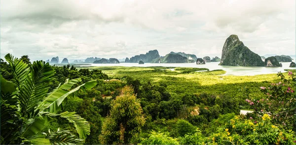 Widok Lotu Ptaka Piękną Zatokę Phang Nga Park Narodowy Phang — Zdjęcie stockowe