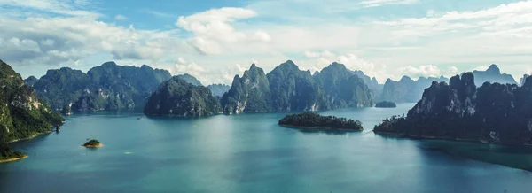 Stock image Real aerial photo of beautiful Khao Sok in Thailand. Scenic mountains on the lake in National Park, Drone shot, top view, Asia.