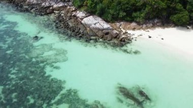 Aerial view of beautiful tropical small beach on Koh Lipe island, Thailand, Asia. Summer travel. Dream destination.