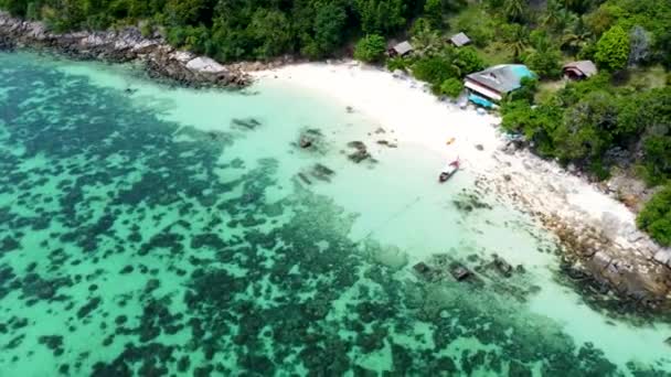 Вид Воздуха Красивый Тропический Маленький Пляж Острове Липе Koh Lipe — стоковое видео