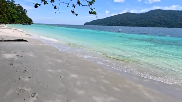 Paradise Beach Coastline Blue Water White Sand Dream Travel Destination — стоковое видео