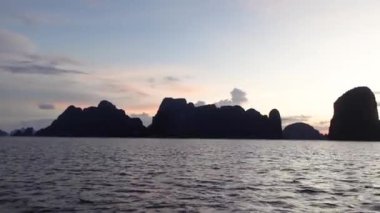 Sunset beautiful view of Phang Nga bay in Thailand, Asia. Amazing nature.