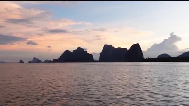 Sunset Beautiful View Phang Nga Bay Thailand Asia Amazing Nature — стоковое видео