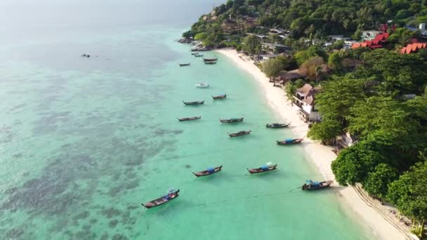 Amazing Aerial View Sandy Beach Koh Lipe Island Thailand Asia — Vídeo de Stock