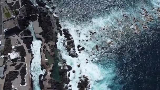 Vue Aérienne Par Drone Piscine Naturelle Ville Garachico Île Tenerife — Video