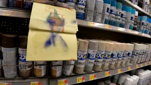 Waynesboro Usa Walmart Super Center Retail Store Interior Spray Paint — Vídeos de Stock