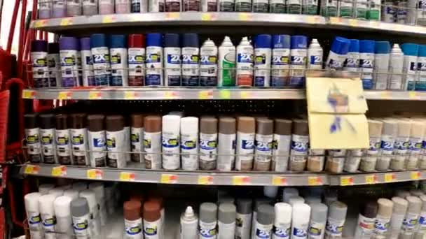 7736 Waynesboro Usa Walmart Supercentrum Maloobchod Interiér Sprej Barvy Ceny — Stock video