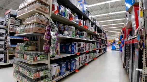Waynesboro Usa Walmart Super Center Butik Interiör Pan Hem Område — Stockvideo