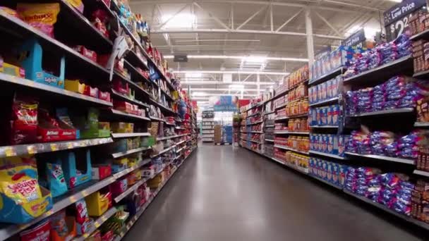 Columbia County Verenigde Staten Bier Wijn Gangpad Walmart Supercenter Retail — Stockvideo