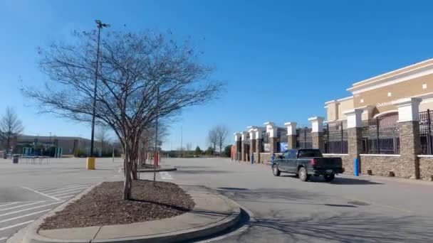 Grovetown Usa Walmart Super Centro Parcheggio Vuoto Pan Ingresso Edificio — Video Stock