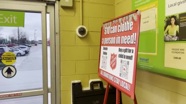 Augusta Usa Walmart Negozio Alimentari Interno Stand Collezione Salvation Army — Video Stock