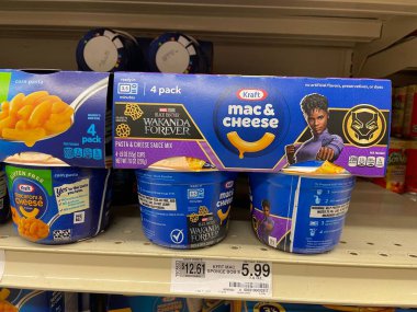 Grovetown, Ga USA - 01 06 23: grocery store Kraft mac and cheese cups black panther