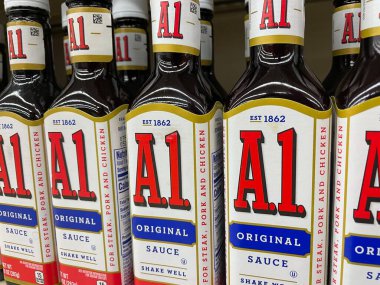 Grovetown, Ga USA - 01 02 23: Grocery store A1 steak sauce original side view